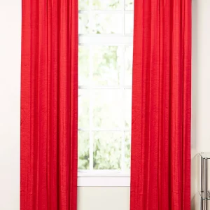 Bright Red Solid Pattern, 9 * 4.5 Feet Premium Cotton Door Curtain with Eyelets