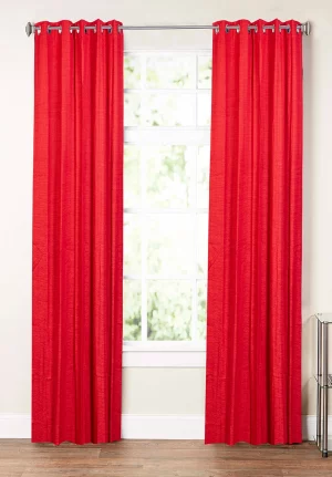 Bright Red Solid Pattern, 9 * 4.5 Feet Premium Cotton Door Curtain with Eyelets