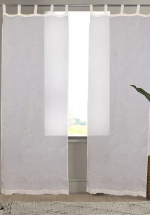 Elegant Cream Sheer Curtain, 7 * 4.5 Feet Premium Cotton Door Curtain with Tab Top Style