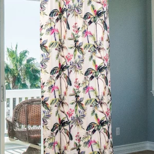 White with Multicolor Floral Print, 7.5*5 Feet Premium Cotton Door Curtain with Eyelets