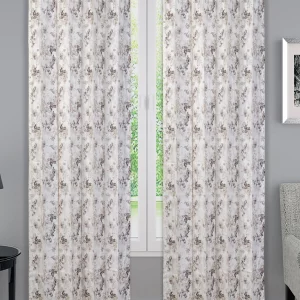 Cream with Shades of Brown Floral Print, 7.5*5 Feet Premium Cotton Door Curtain with Eyelets