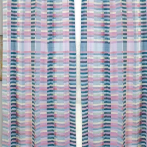 Multicolor Stripped Chevron Pattern Blockout Curtain, 6.5 * 5 Feet Premium Cotton Door Curtain with Eyelets