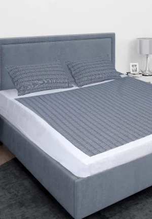 Black and White Geometric Stripped White Bordered Bedsheet King Size(9 * 9 feet),(275 * 275 CM) with Two Pillow Covers(48 * 74 CM), Pure Cotton, 188 TC