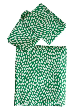 Dark Green with White Dotted Pattern Bedsheet King Size(9 * 9 feet), (275*275 CM) with Two Pillow Covers (48 * 74 CM),Pure Cotton, 188 TC - Image 2