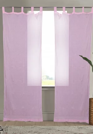 Elegant Pink Sheer Curtain, 7 * 4.5 Feet Premium Cotton Door Curtain with Tab Top Style