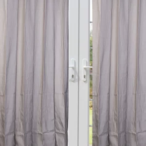 Metallic Grey Solid Pattern, 7.5*5 Feet Premium Cotton Door Curtain with Eyelets