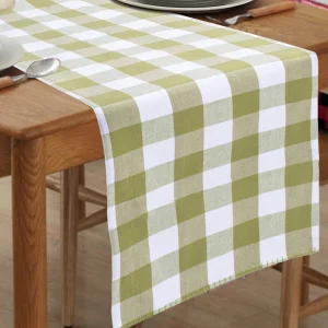 Green and white Buffalo Checked Table Runner (180*36 CM)