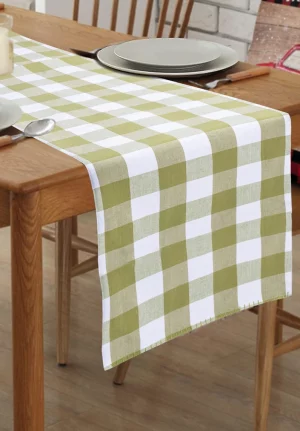 Green and white Buffalo Checked Table Runner (180*36 CM)