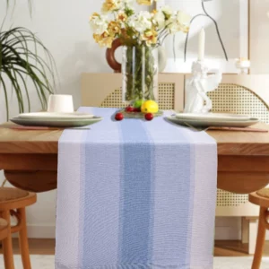 Skyblue and White Stripped Table Runner (178*42 CM)
