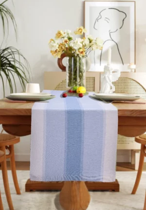 Skyblue and White Stripped Table Runner (178*42 CM)