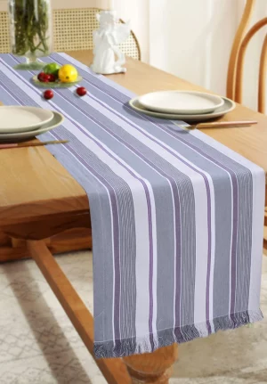 Grey and Violet Stripped Table Runner (176*40 CM)