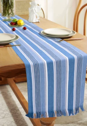 Elegant Blue Stripped Table Runner (177 * 41CM)