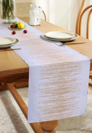 White with Dazzle Gold Printed Table Runner (150*46 CM)