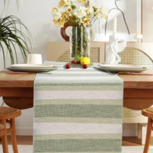 Elegant Shades of Green Stripped Table Runner (118*36 CM)