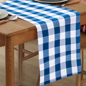 Royal Blue and White Buffalo Checked Table Runner (180 * 36 CM)