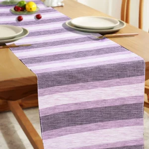 Elegant Violet and Grey Stripped Table Runner (121*37 CM)