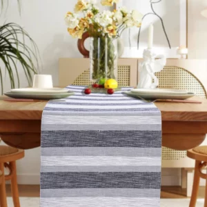Black and Grey Stripped Table Runner (118 * 36 CM)