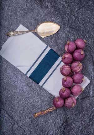White with Blue Stripped Cotton Table Napkin, 26 * 17 Inches, Set of 4
