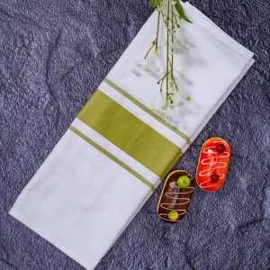 White with Green Stripped Cotton Table Napkin, 26 * 17 Inches, Set of 4