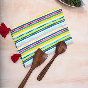 Multicolour Stripped Cotton Table Napkin with Tassels, 24 * 17 Inches, Set of 4