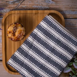 White with Blue Stripped Cotton Table Napkin, 27 * 19 Inches, Set of 4