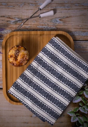 White with Blue Stripped Cotton Table Napkin, 27 * 19 Inches, Set of 4