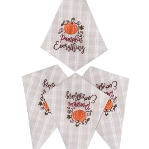 Brown and White Plaid Pumpkin Everything Cotton Table Napkin, 26 * 17 Inches, Set of 4