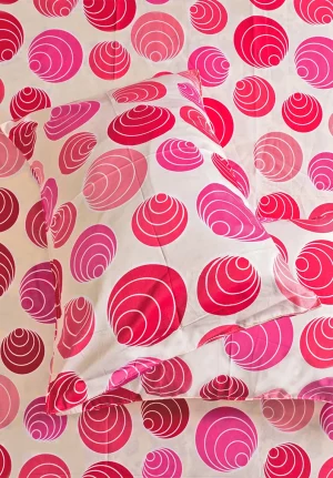 Cream with Pink Geometric Print, Bedsheet King Size(9 * 9 feet),(275 * 275 CM) with Two Pillow Covers(48 * 74 CM), Pure Cotton,188 TC - Image 3